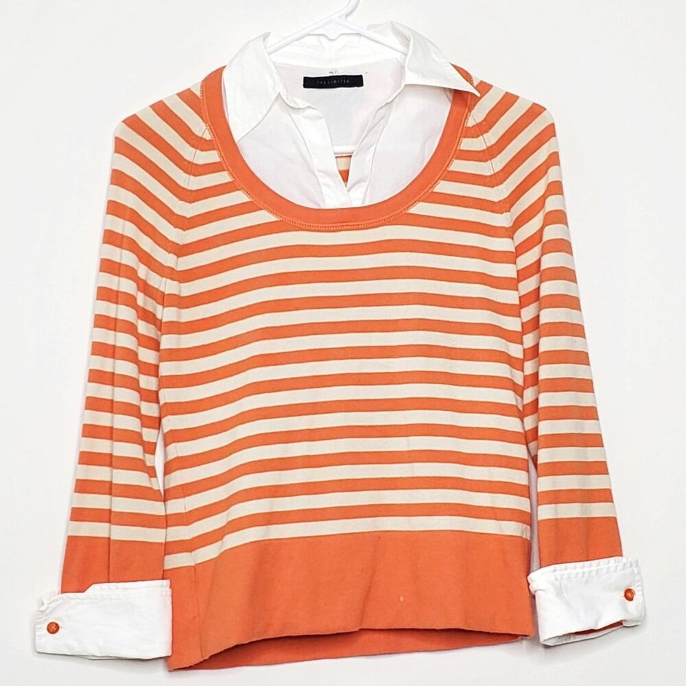 The Limited Orange & Cream Sweater/ With removable collar and sleeves